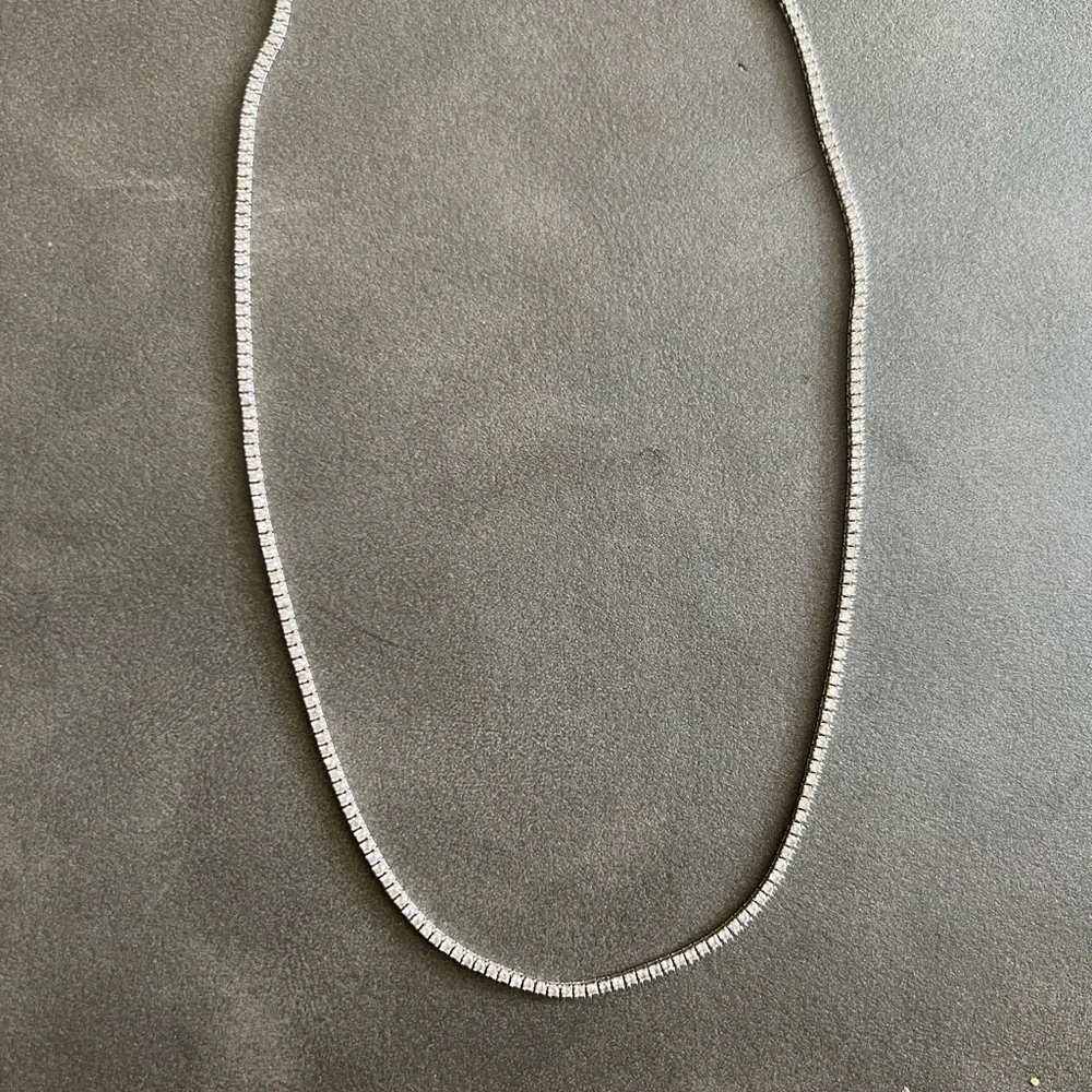 3.36 Ct NATURAL DIAMOND tennis necklace 14k White Gold 16 inches - Picture 1 of 5